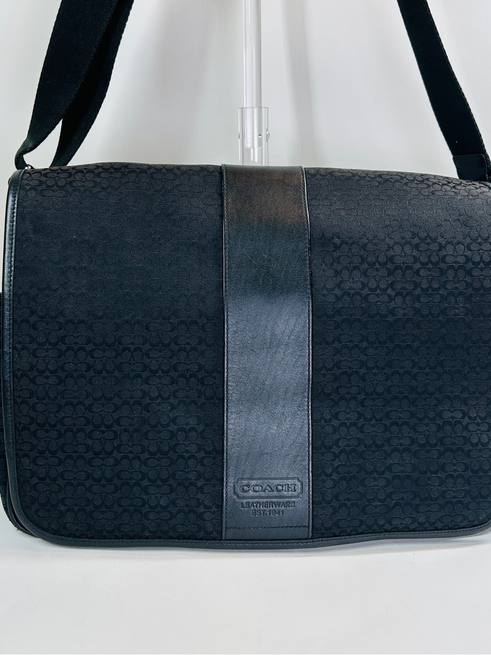 Coach Black Signature Canvas Messenger Bag